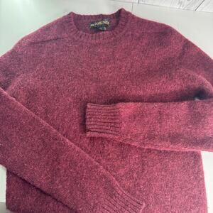 Vintage Moorings 100% Shetland Wool Furry Sweater 1980s Burgundy Gorpcore Size L
